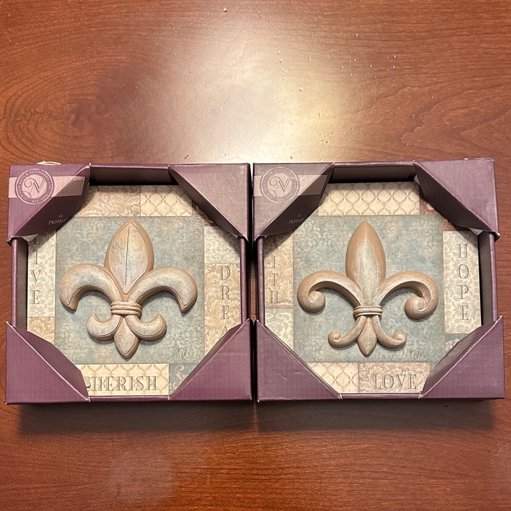 Fleur-de-Lis Mixed Media Wall Art Set